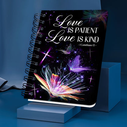 Love Is Patient 1 Corinthians 13 Cross And Dandelion Spiral Journal, Spiritual Gift Faith For Christians