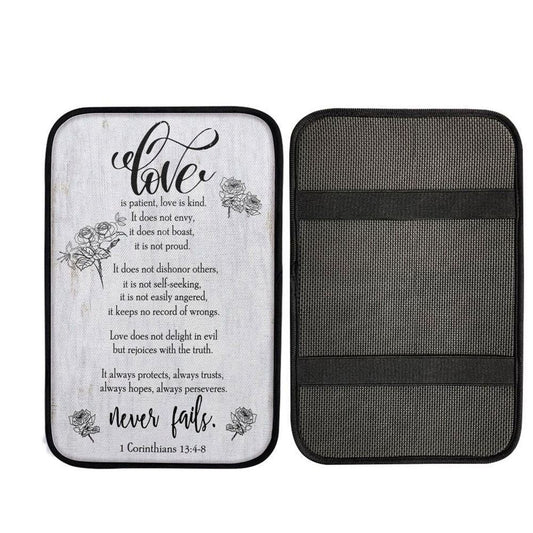 Love Is Patient Love Is Kind 1 Corinthians 134-8 Bible Verse Car Center Console Cover, Cross Car Interior Accessories