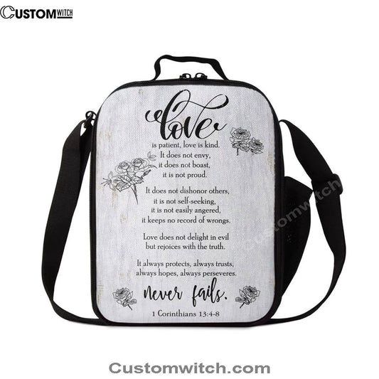 Love Is Patient Love Is Kind 1 Corinthians 134-8 Bible Verse Lunch Bag, Bible Verse Lunch Bag For Men And Women