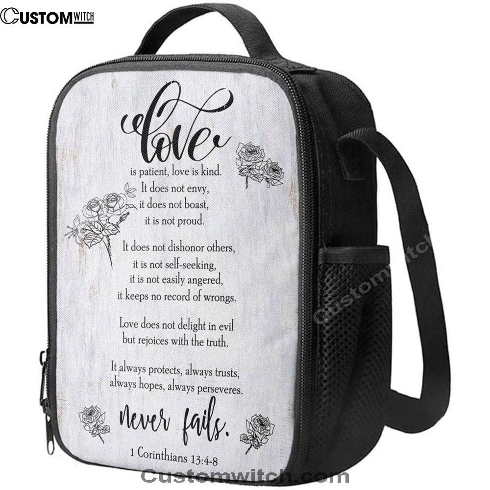 Love Is Patient Love Is Kind 1 Corinthians 134-8 Bible Verse Lunch Bag, Bible Verse Lunch Bag For Men And Women