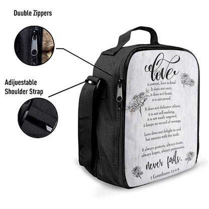 Love Is Patient Love Is Kind 1 Corinthians 134-8 Bible Verse Lunch Bag, Bible Verse Lunch Bag For Men And Women