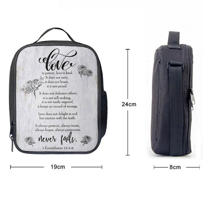 Love Is Patient Love Is Kind 1 Corinthians 134-8 Bible Verse Lunch Bag, Bible Verse Lunch Bag For Men And Women