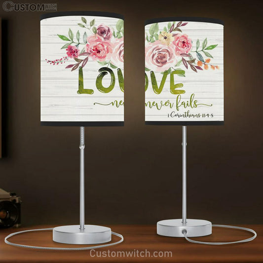 Love Never Fails 1 Corinthians 134-8 Table Lamb Gift - Christian Bedroom Decor