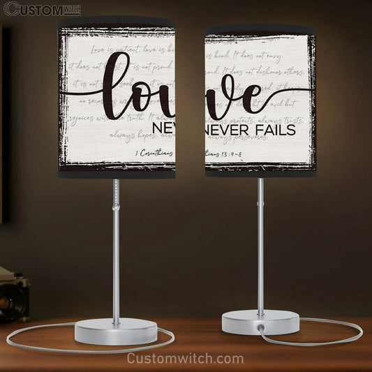 Love Never Fails 1 Corinthians 134-8 Table Lamb Gift Christian Gifts - Christian Bedroom Decor