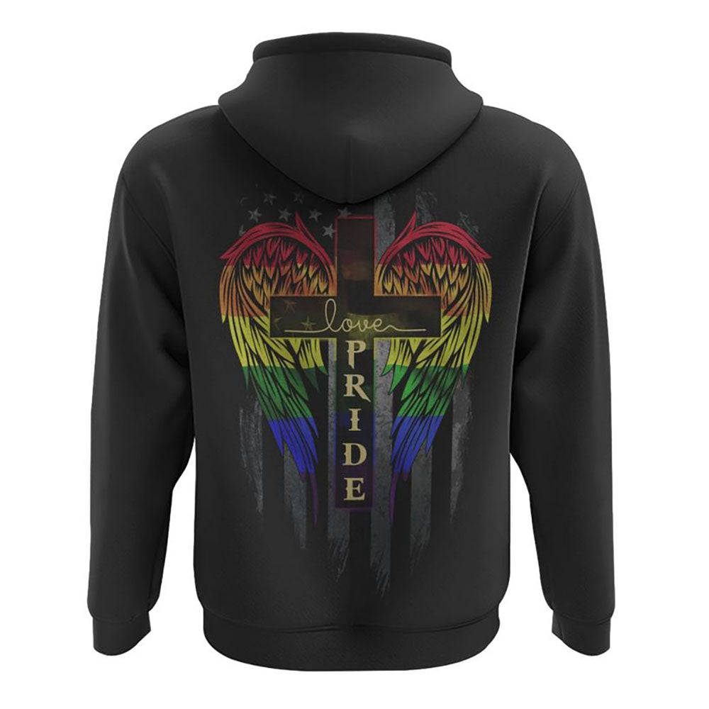 Love Pride Lgbt Cross Wings All Over Print 3D Hoodie, Christian Hoodie, Christian Sweatshirt, Bible Verse Shirt