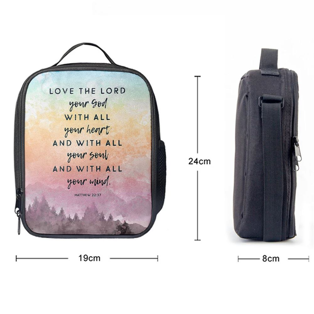 Love The Lord Your God With All Your Heart Lunch Bags - Matthew 22 37, Bible Verse Lunch Bag For Men And Women