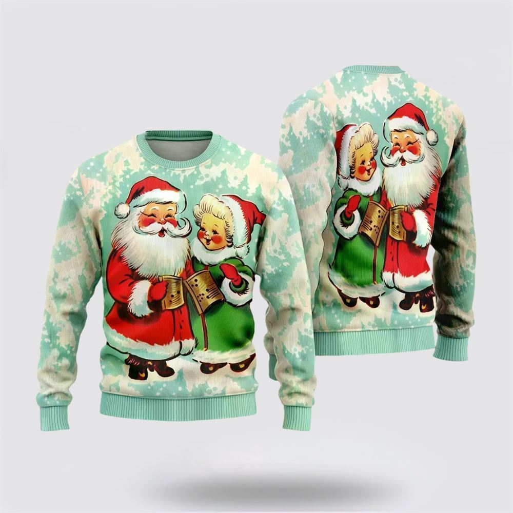 Lovely Santa Couples Ugly Christmas Sweater, Best Gift For Holiday, Christmas Crewneck Sweater, Christmas Winter Fashion