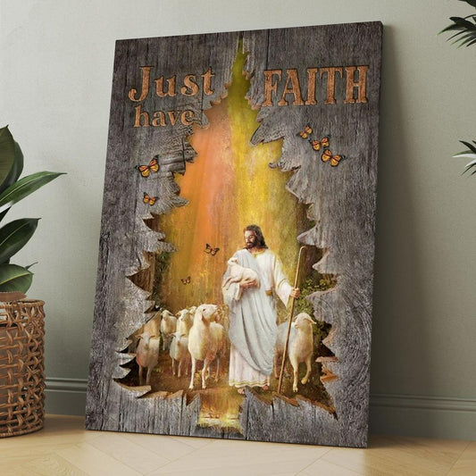 Magic Forest, Jesus Painting, Lamb Of God, Just Have Faith Canvas, Christmas Gift for Christian