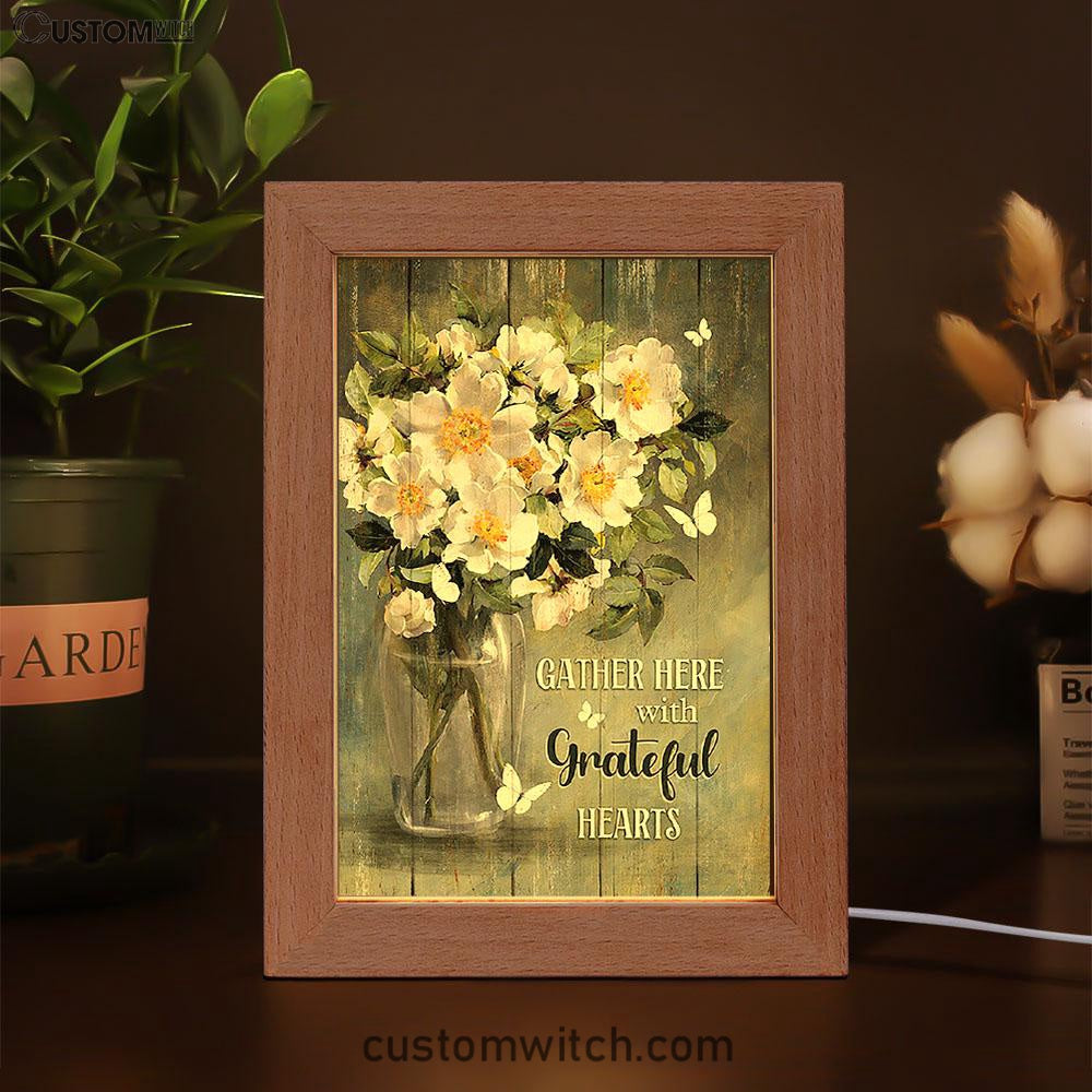 Magnolias Flower Gather Here With Grateful Hearts Frame Lamp - Christian Art - Religious Home Decor