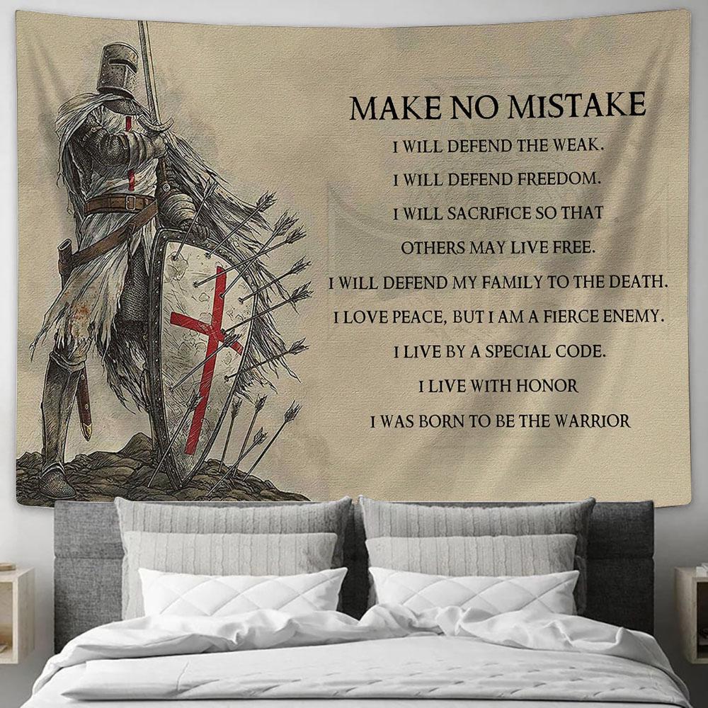Make No Mistake Warrior Tapestry Wall Art - Bible Verse Wall Art - Christian Home Decor