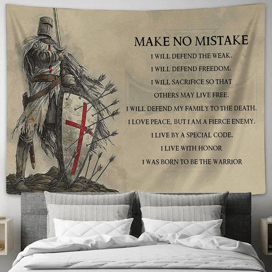 Make No Mistake Warrior Tapestry Wall Art - Bible Verse Wall Art - Christian Home Decor