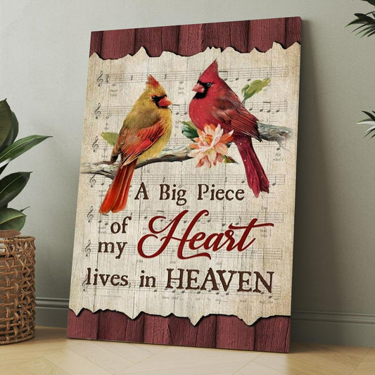 Male And Female Cardinals A Piece Of My Heart In Heaven Canvas, Christmas Gift for Christian