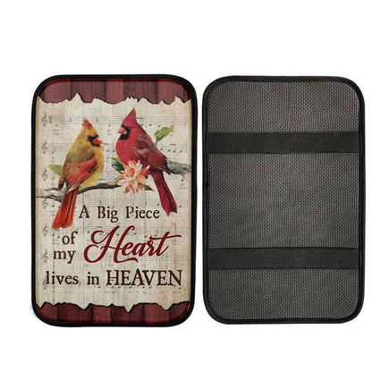 Male And Female Cardinals A Piece Of My Heart In Heaven Car Center Console Cover, Car Armrest Pad, Christian Gift, Armrest Box Mat