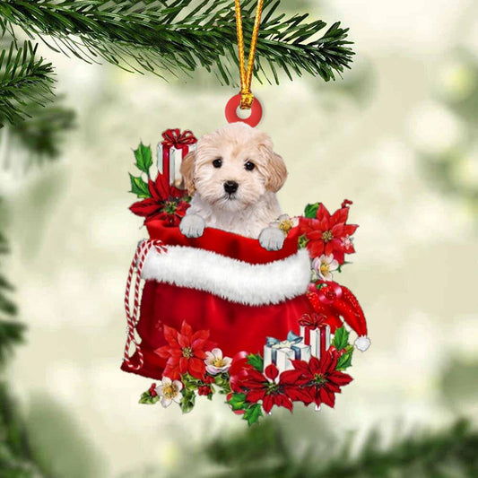Maltipoo In Gift Bag Christmas Ornament, Christmas Gift, Christmas Tree Decorations, Christmas Ornament 2023
