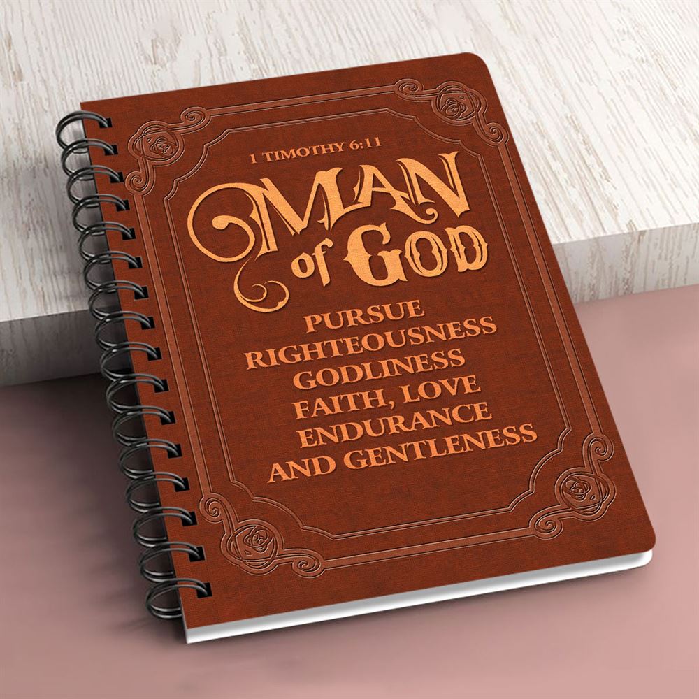 Man Of God 1 Timothy 611 Cross Spiral Notebook, Christian Spiral Notebooks