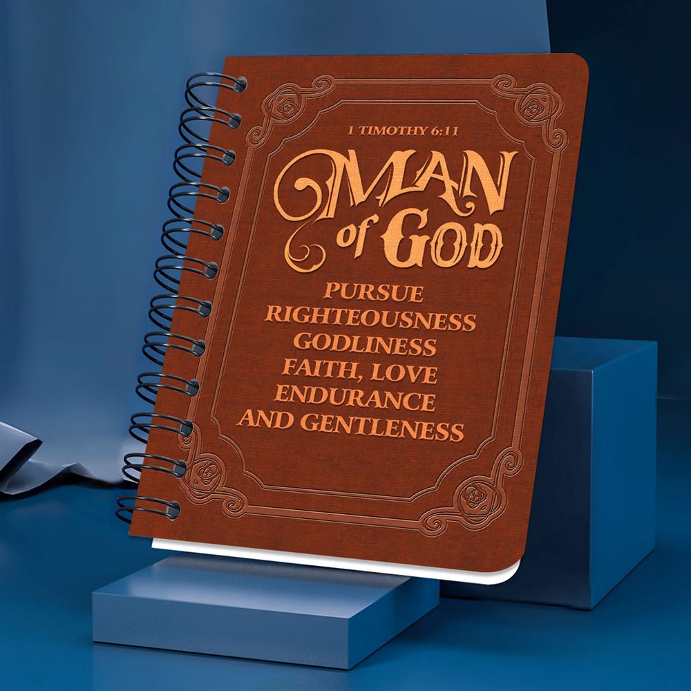 Man Of God 1 Timothy 611 Cross Spiral Notebook, Christian Spiral Notebooks