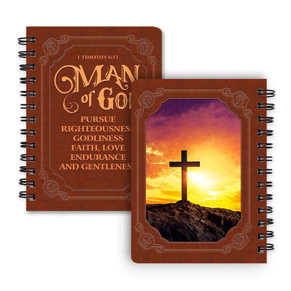 Man Of God 1 Timothy 611 Cross Spiral Notebook, Christian Spiral Notebooks