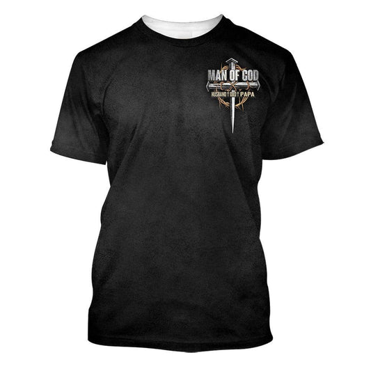 Man Of God Husband Dad Papa All Over Print 3D T Shirt For Men And Women, Christian T-Shirt, Faith Shirt