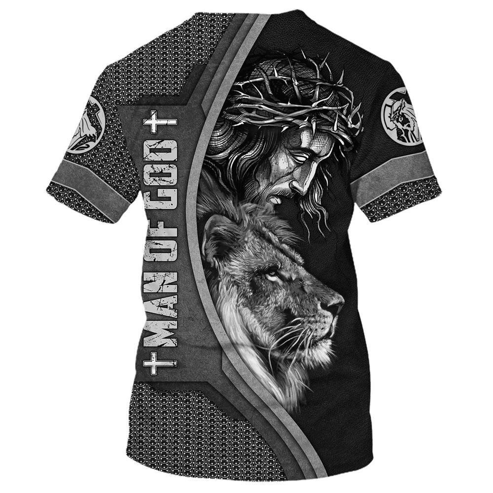 Man Of God Jesus And The Lion Of Judah All Over Print 3D T Shirt For Men And Women, Christian T-Shirt, Faith Shirt