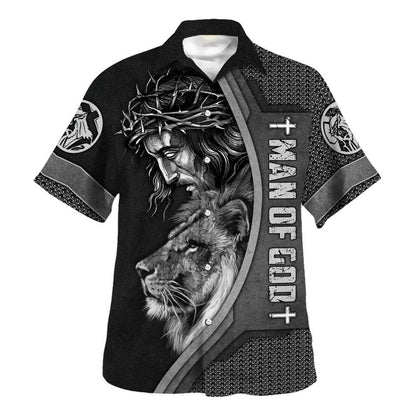 Man Of God Jesus Lion Cross Hawaiian Shirt For Men, Christian Hawaiian Shirt, Gift For Christian