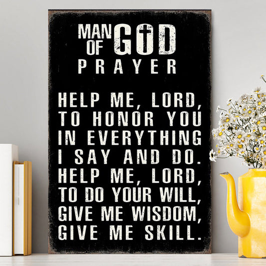 Man Of God Prayer Canvas Prints - Wall Decor For Men - Christian Gifts For Men Husband Him