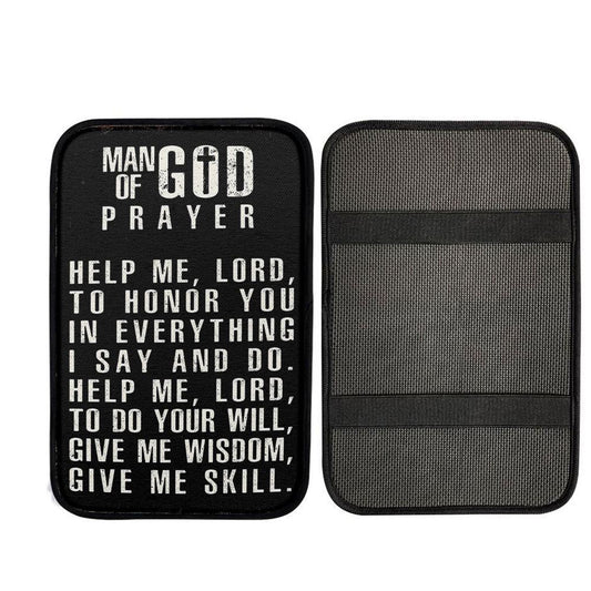 Man Of God Prayer Car Center Console Cover - Christian Gifts For Men Husband Him, Religious Car Armrest Accessories