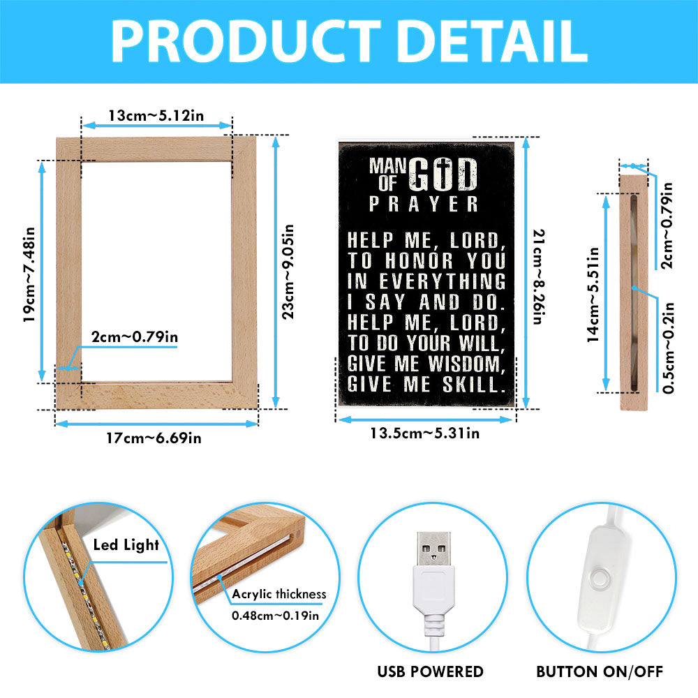 Man Of God Prayer Frame Lamp Prints - Decor For Men - Christian Gifts For Men Husband Him