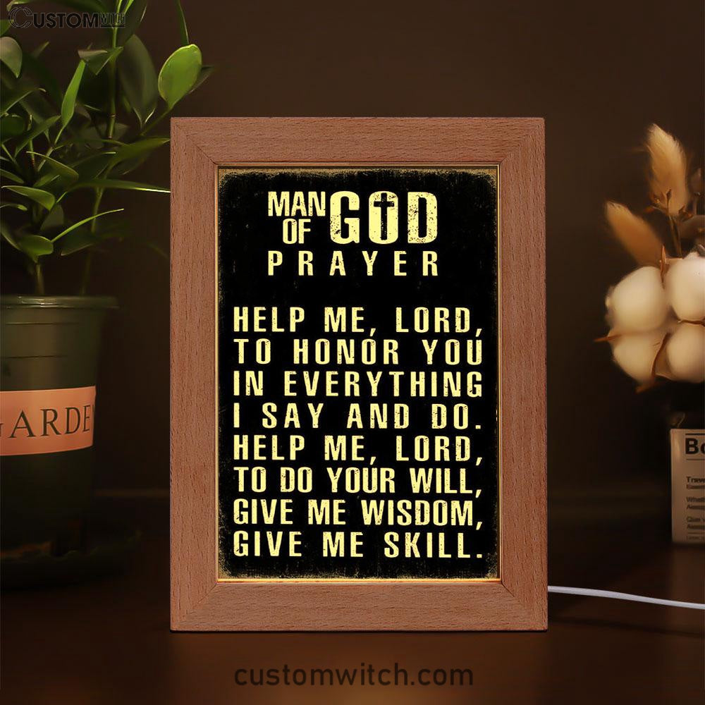 Man Of God Prayer Frame Lamp Prints - Decor For Men - Christian Gifts For Men Husband Him