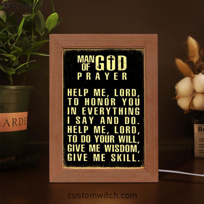 Man Of God Prayer Frame Lamp Prints - Decor For Men - Christian Gifts For Men Husband Him