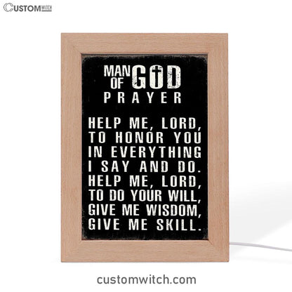 Man Of God Prayer Frame Lamp Prints - Decor For Men - Christian Gifts For Men Husband Him