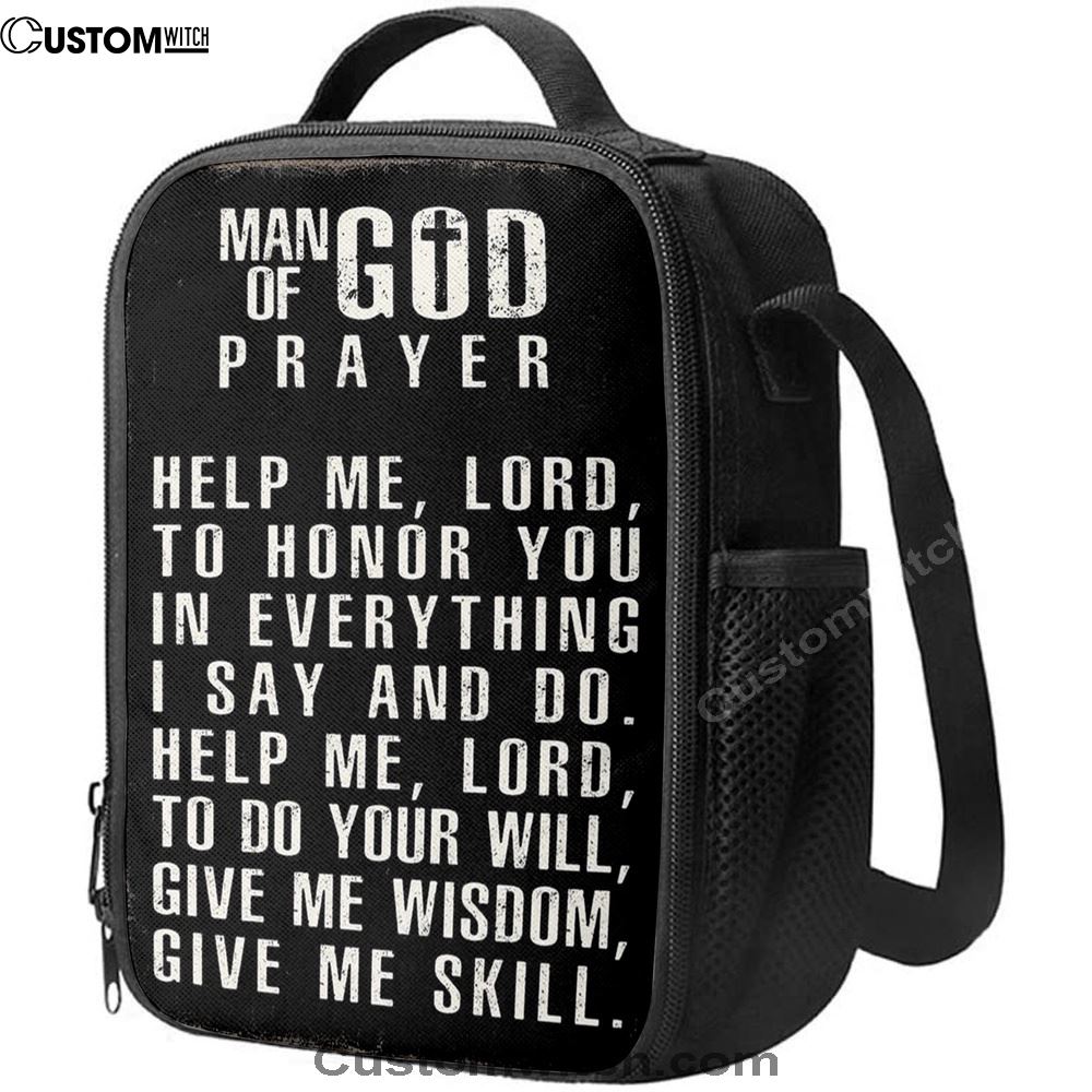 Man Of God Prayer Lunch Bags - Lunch Bag For Men - Christian Gifts For Men Husband Him, Bible Verse Lunch Bag For Men And Women