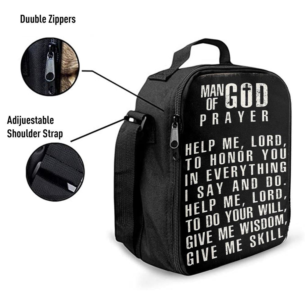 Man Of God Prayer Lunch Bags - Lunch Bag For Men - Christian Gifts For Men Husband Him, Bible Verse Lunch Bag For Men And Women