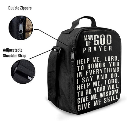 Man Of God Prayer Lunch Bags - Lunch Bag For Men - Christian Gifts For Men Husband Him, Bible Verse Lunch Bag For Men And Women