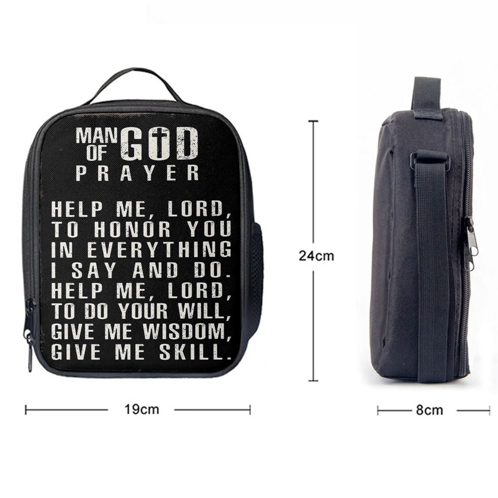 Man Of God Prayer Lunch Bags - Lunch Bag For Men - Christian Gifts For Men Husband Him, Bible Verse Lunch Bag For Men And Women