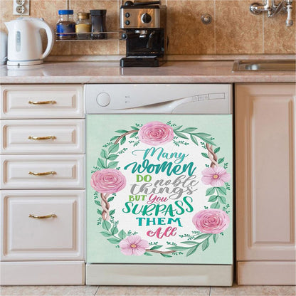 Many Women Do Noble Things Proverbs 3129 Dishwasher Cover, Christian Dishwasher Wrap, Religious Kitchen Decoration