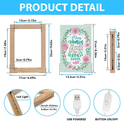 Many Women Do Noble Things Proverbs 3129 Frame Lamp Art - Christian Night Light - Religious Decor