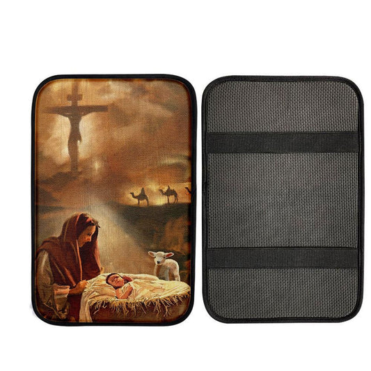 Maria And Jesus Car Center Console Cover, Christian Gift Car Armrest Pad