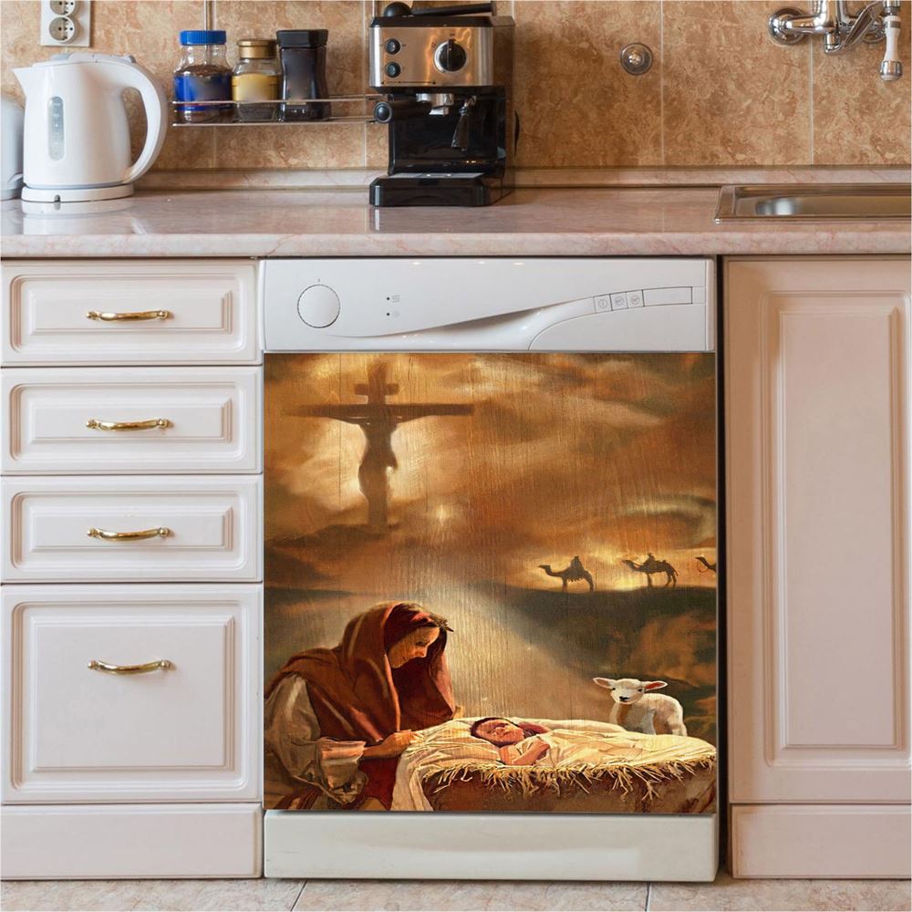 Maria And Jesus Dishwasher Cover, Jesus Dishwasher Wrap, Christian Kitchen Decoration