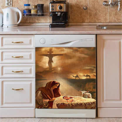 Maria And Jesus Dishwasher Cover, Jesus Dishwasher Wrap, Christian Kitchen Decoration