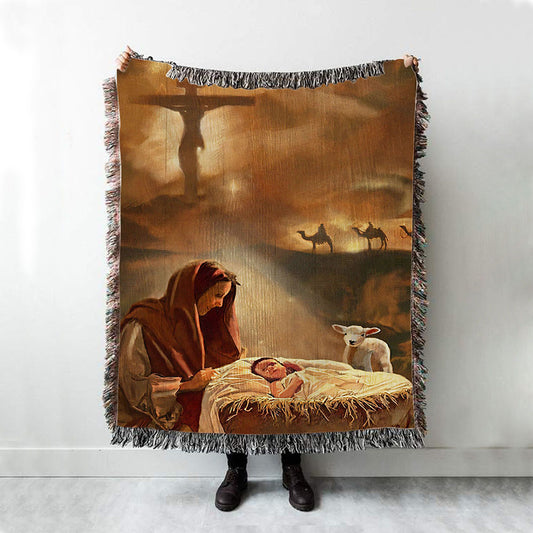 Maria And Jesus Woven Throw Blanket - Jesus Woven Blanket Pictures - Christian Woven Throw Blanket