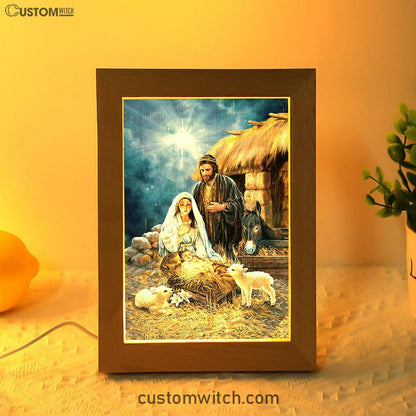 Maria Baby Jesus Was Born In Christmas Night Frame Lamp Print - Inspirational Frame Lamp Art - Christian Art Home Decor