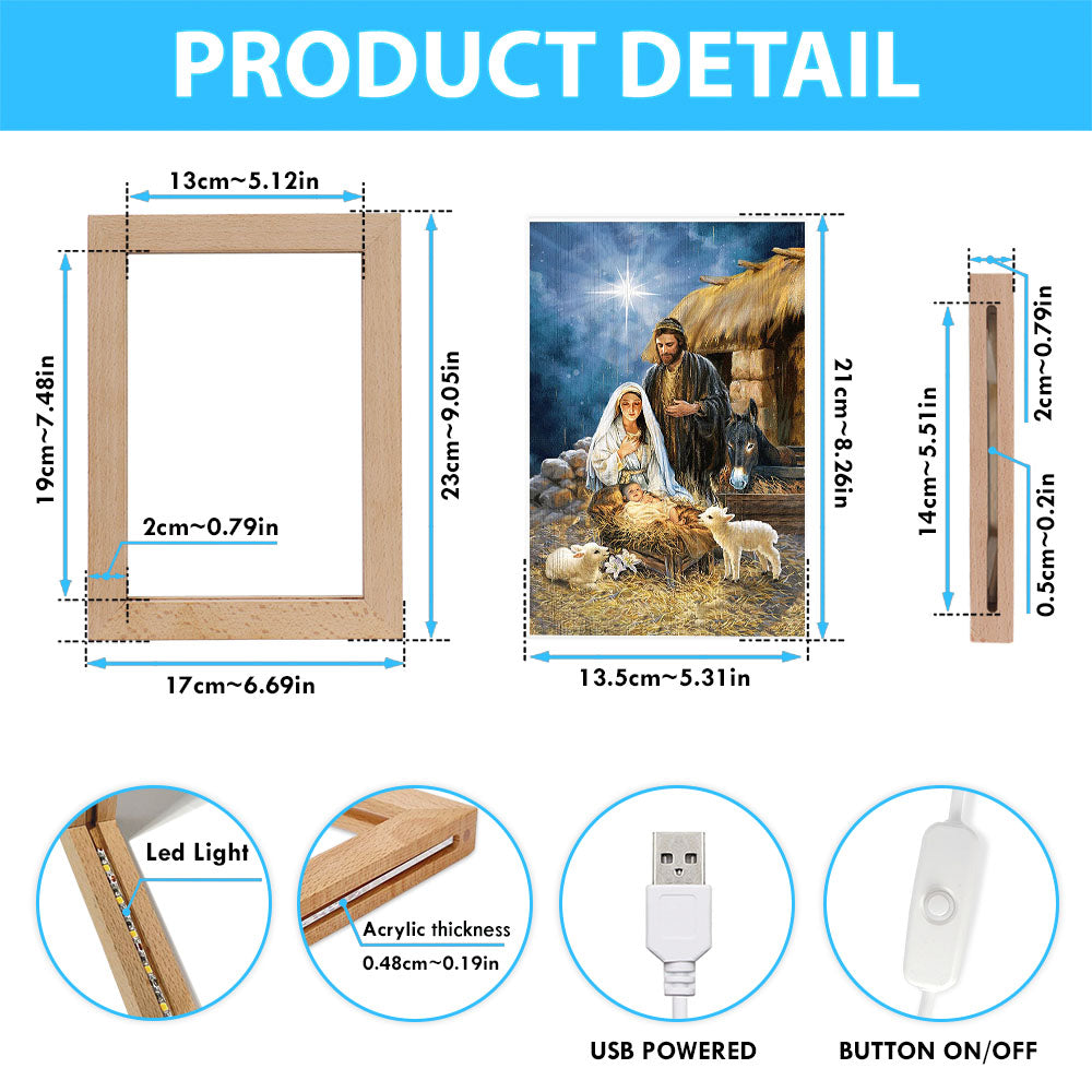 Maria Baby Jesus Was Born In Christmas Night Frame Lamp Print - Inspirational Frame Lamp Art - Christian Art Home Decor