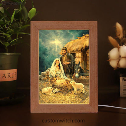 Maria Baby Jesus Was Born In Christmas Night Frame Lamp Print - Inspirational Frame Lamp Art - Christian Art Home Decor