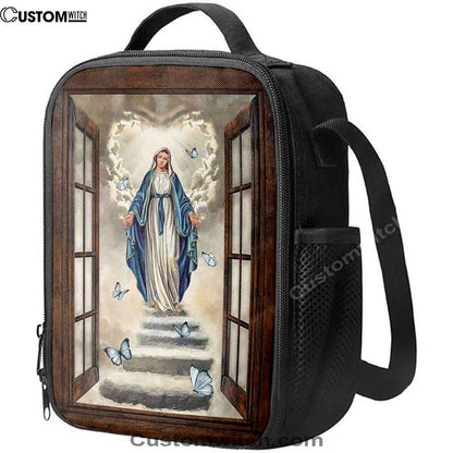 Maria Blue Butterfly Vintage Window The Way To Heaven Lunch Bag, Bible Verse Lunch Bag For Men And Women
