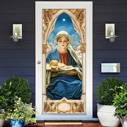 Mary Gives Birth To Jesus Door Cover, Christian Door Decor, Door Christian Church, Christian Door Plaques