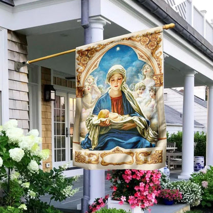 Mary Gives Birth To Jesus House Flags, Christian Flag, Scripture Flag, Garden Banner