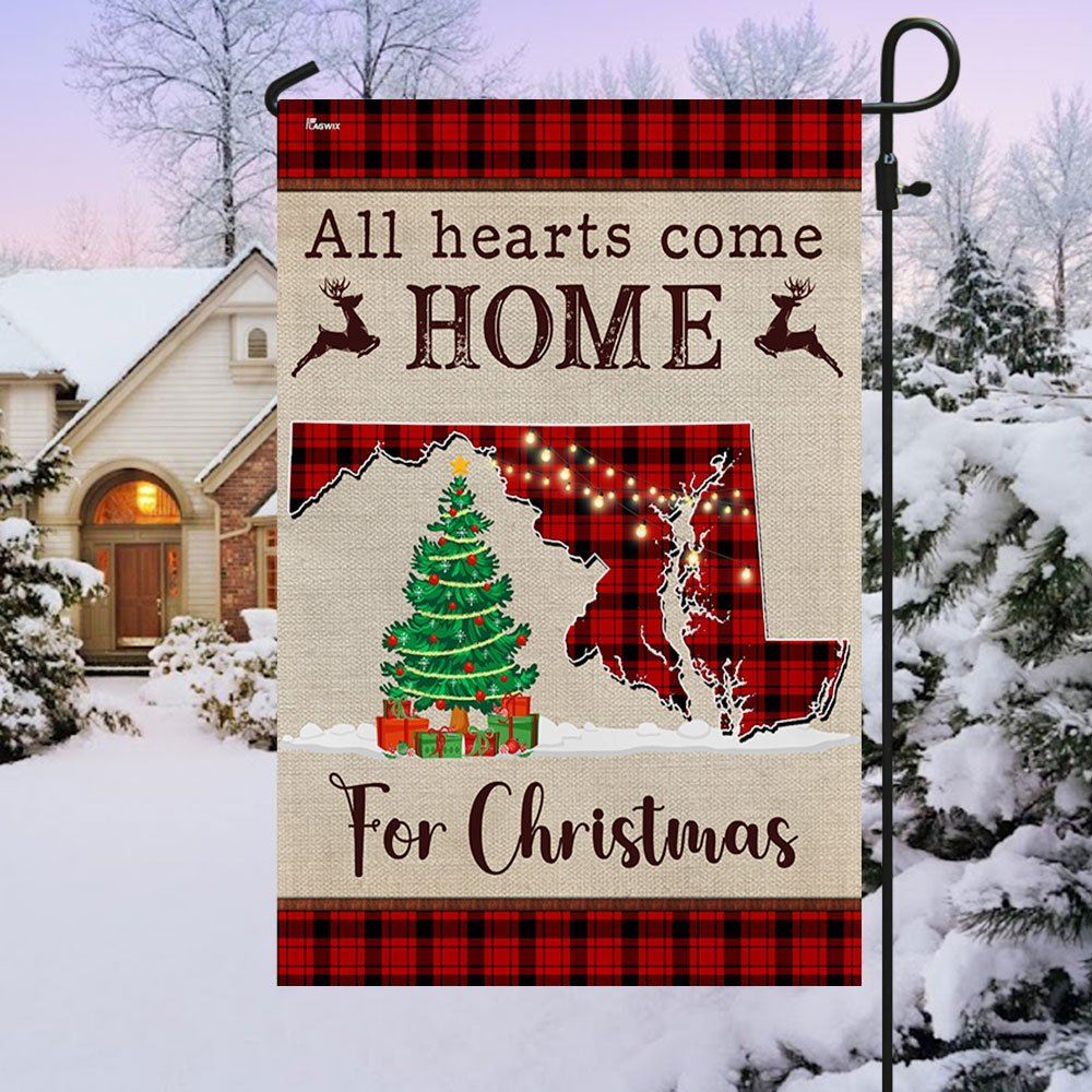 Maryland Christmas Flag All Hearts Come Home For Christmas Flag, Christmas Garden Flag, Home Decor Accessories, Christmas Outdoor Decor Ideas