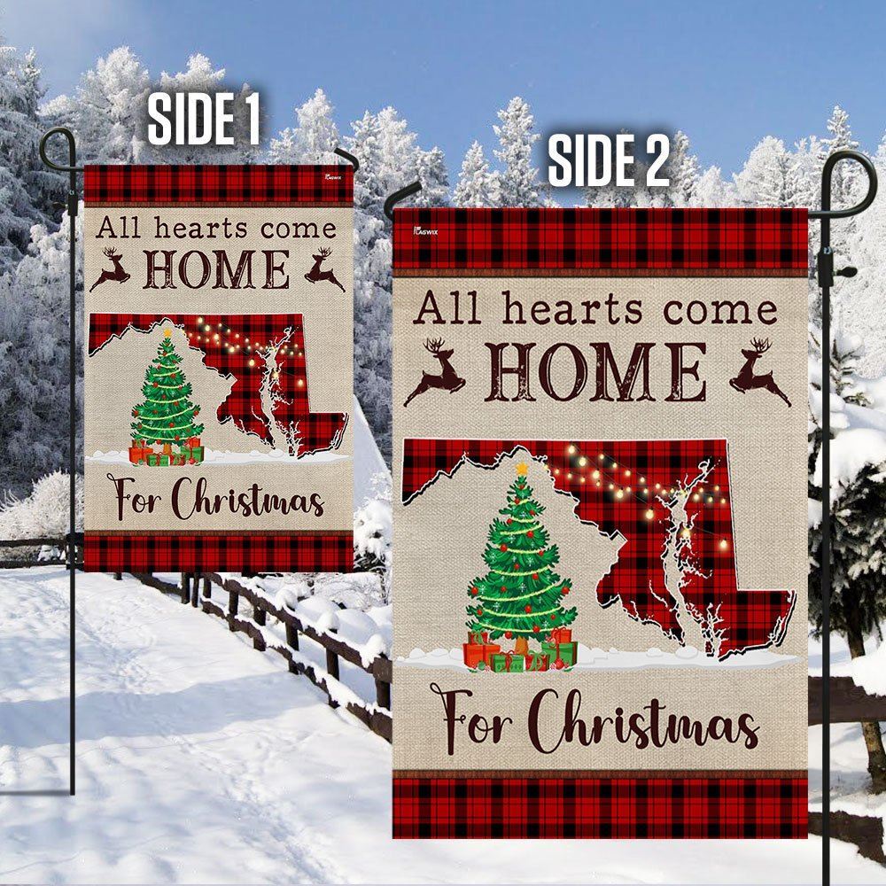 Maryland Christmas Flag All Hearts Come Home For Christmas Flag, Christmas Garden Flag, Home Decor Accessories, Christmas Outdoor Decor Ideas