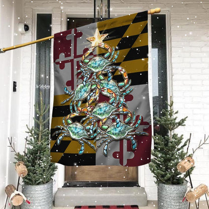 Maryland Flag Blue Crab Christmas Flag, Christmas Garden Flag, Home Decor Accessories, Christmas Outdoor Decor Ideas