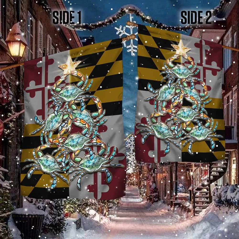 Maryland Flag Blue Crab Christmas Flag, Christmas Garden Flag, Home Decor Accessories, Christmas Outdoor Decor Ideas